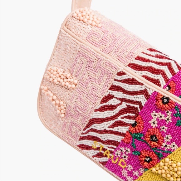 Staud Tommy Beaded Shoulder Bag Pink Patchwork - Limited Edition NWOT - Picture 4 of 7